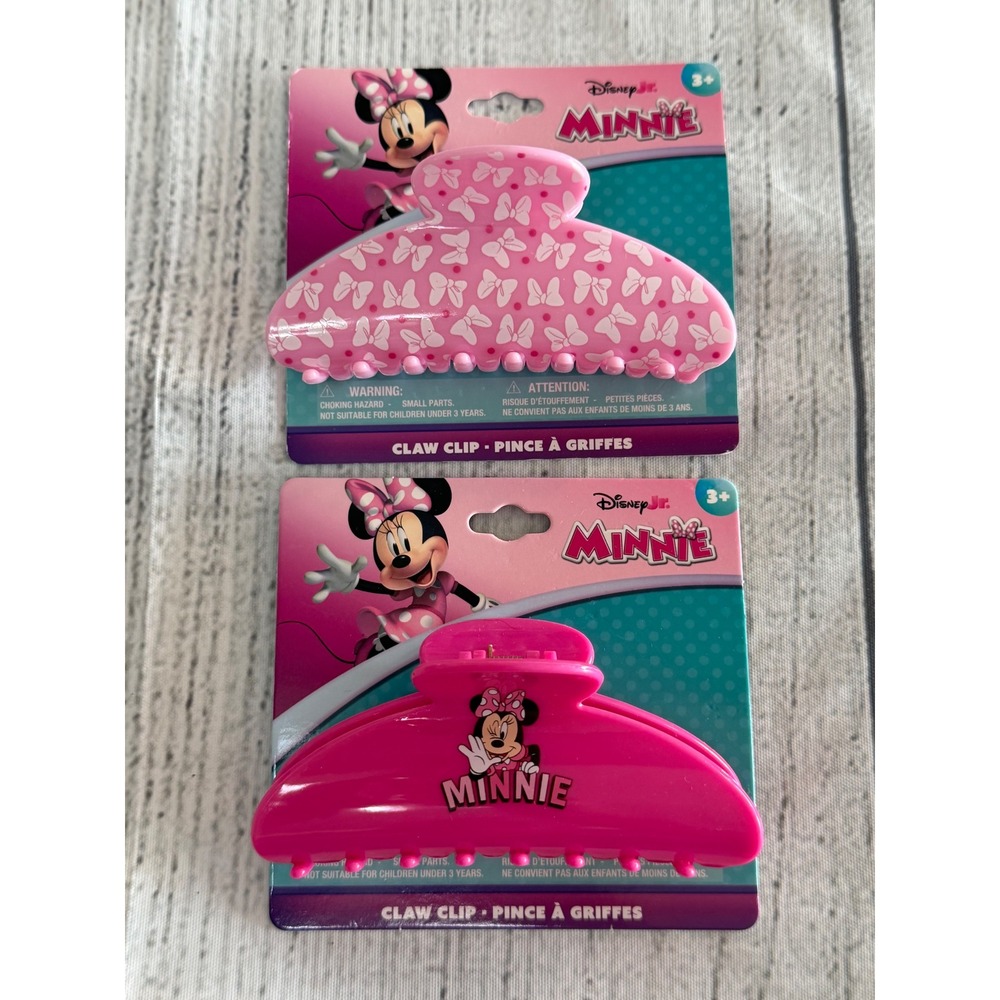 Disney Minnie Mouse Hair Claw Clip Set Pink Bow Polka Dot 2 Pack NEW